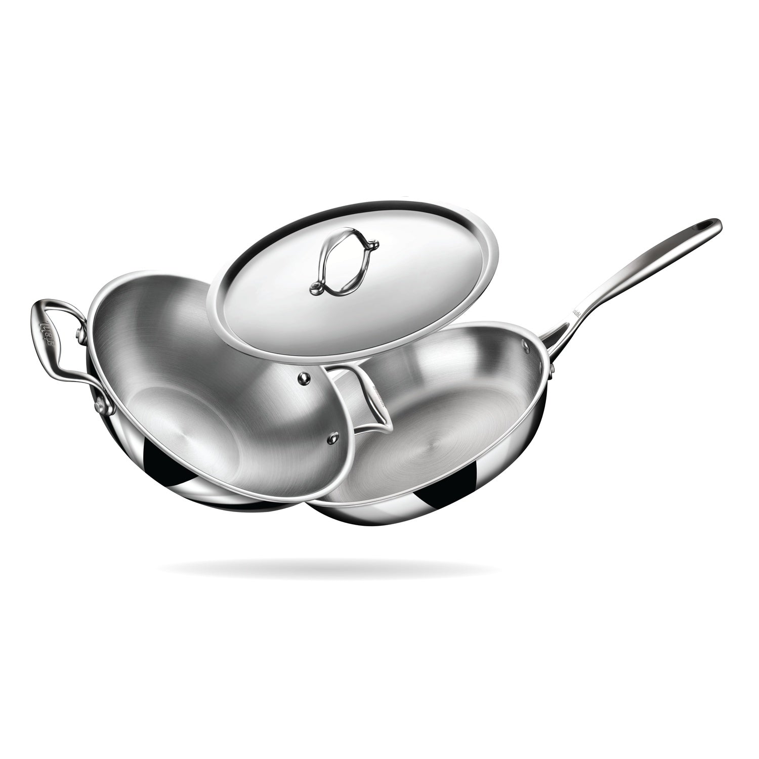 Stahl Artisan Triply Combo – Kadhai 24cm + Fry Pan 24cm + SS Pro Lid (24cm)