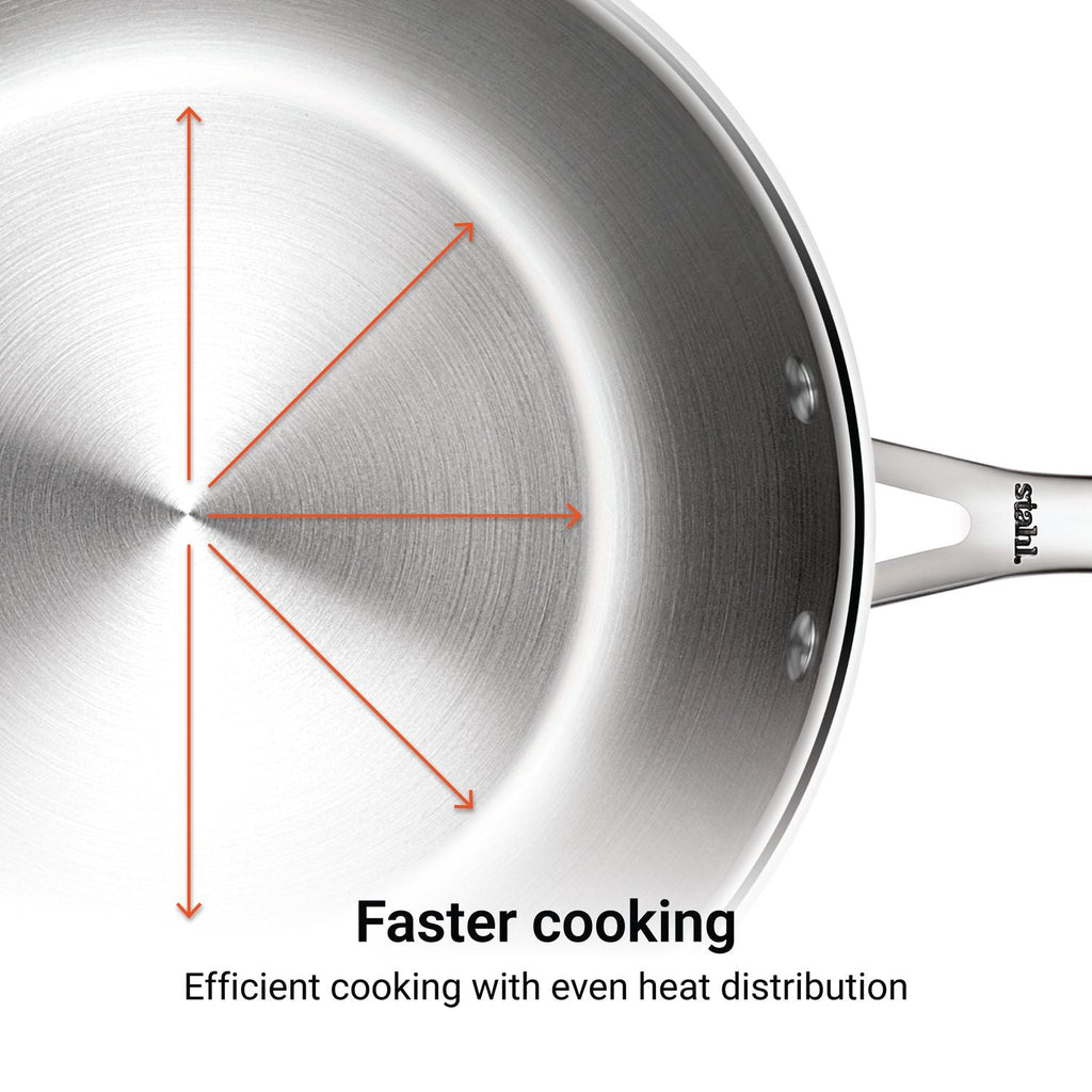 Stahl Artisan Triply Combo – Kadhai 24cm + Fry Pan 24cm + SS Pro Lid (24cm)