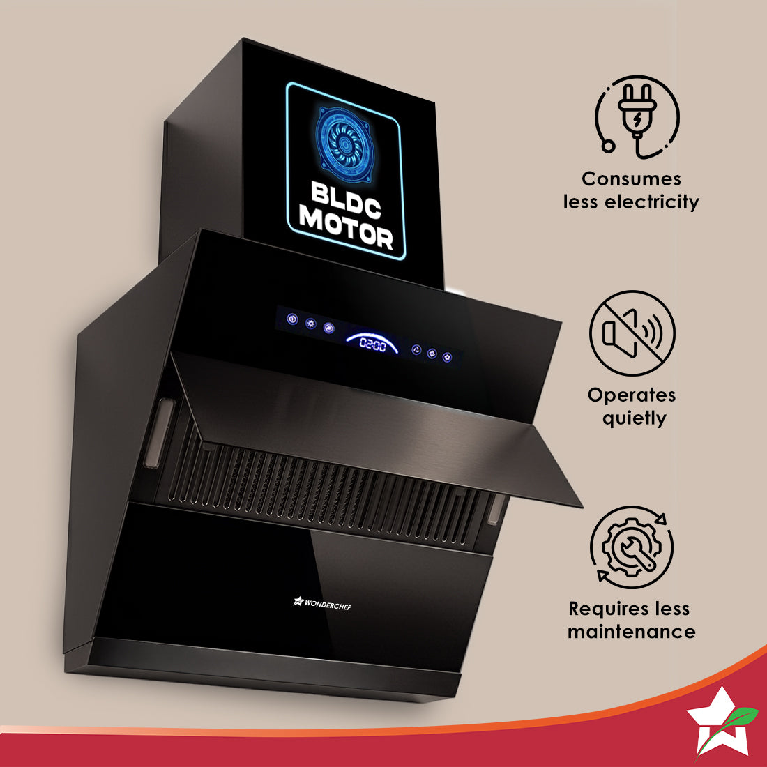 Ultra Slant 60cm Filterless Auto-clean Kitchen Chimney with Oil Collector, BLDC Motor, Suction 2000 m3/hr, Motion Sensor + Touch Control, 15-Yr Warranty on Motor & 5-Yr Comprehensive, Black
