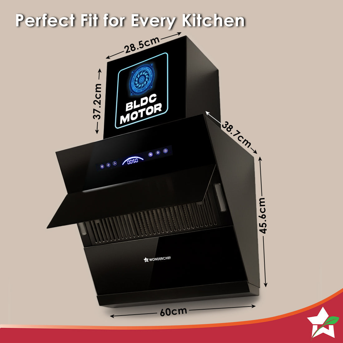 Ultra Slant 60cm Filterless Auto-clean Kitchen Chimney with Oil Collector, BLDC Motor, Suction 2000 m3/hr, Motion Sensor + Touch Control, 15-Yr Warranty on Motor & 5-Yr Comprehensive, Black