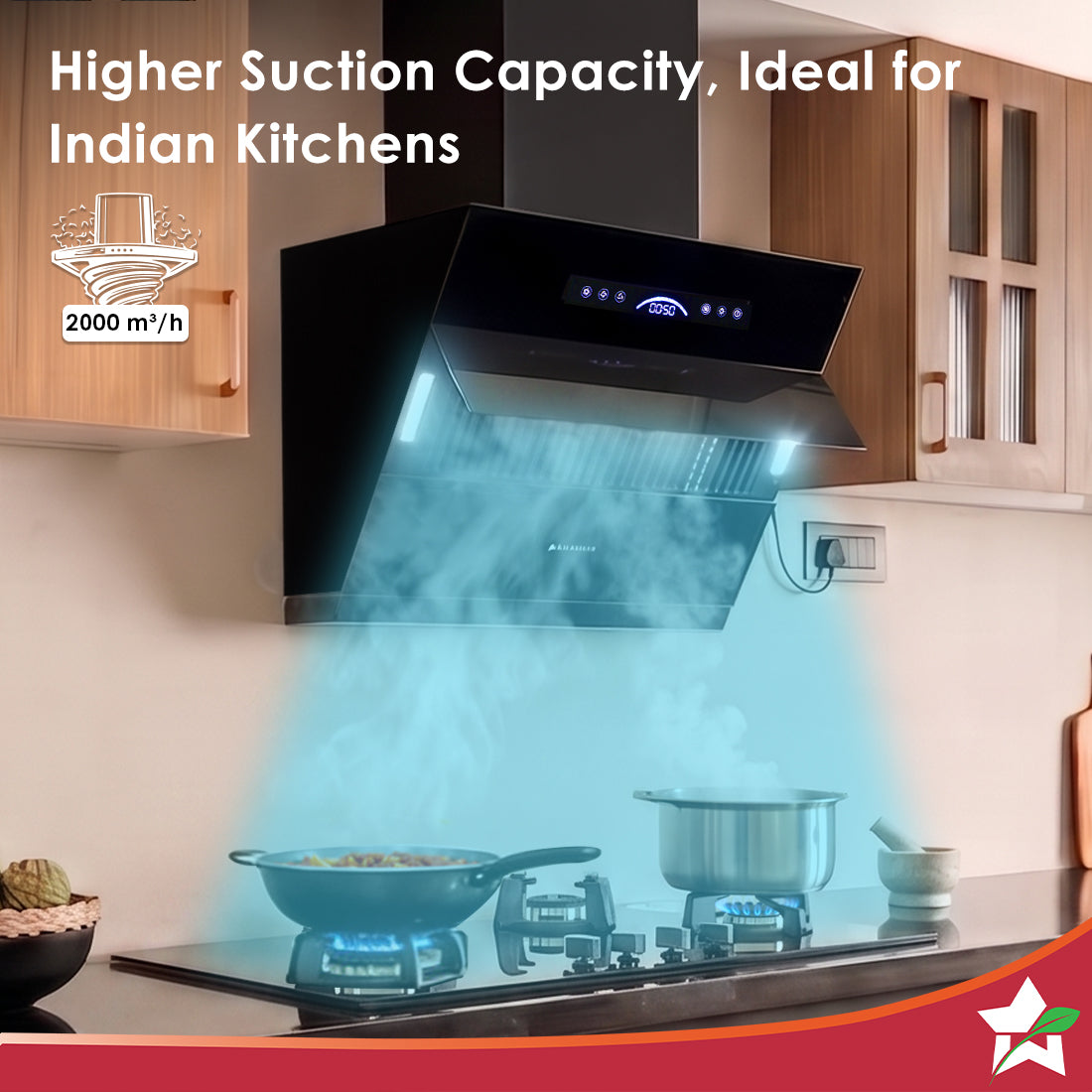 Ultra Slant 60cm Filterless Auto-clean Kitchen Chimney with Oil Collector, BLDC Motor, Suction 2000 m3/hr, Motion Sensor + Touch Control, 15-Yr Warranty on Motor & 5-Yr Comprehensive, Black