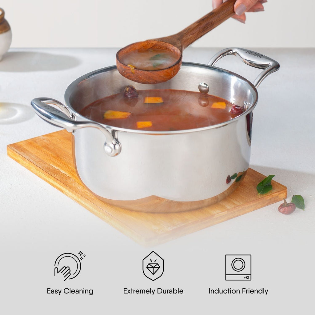 Engrave - Steel Sauce Pot / Casserole - Triply Artisan Series
