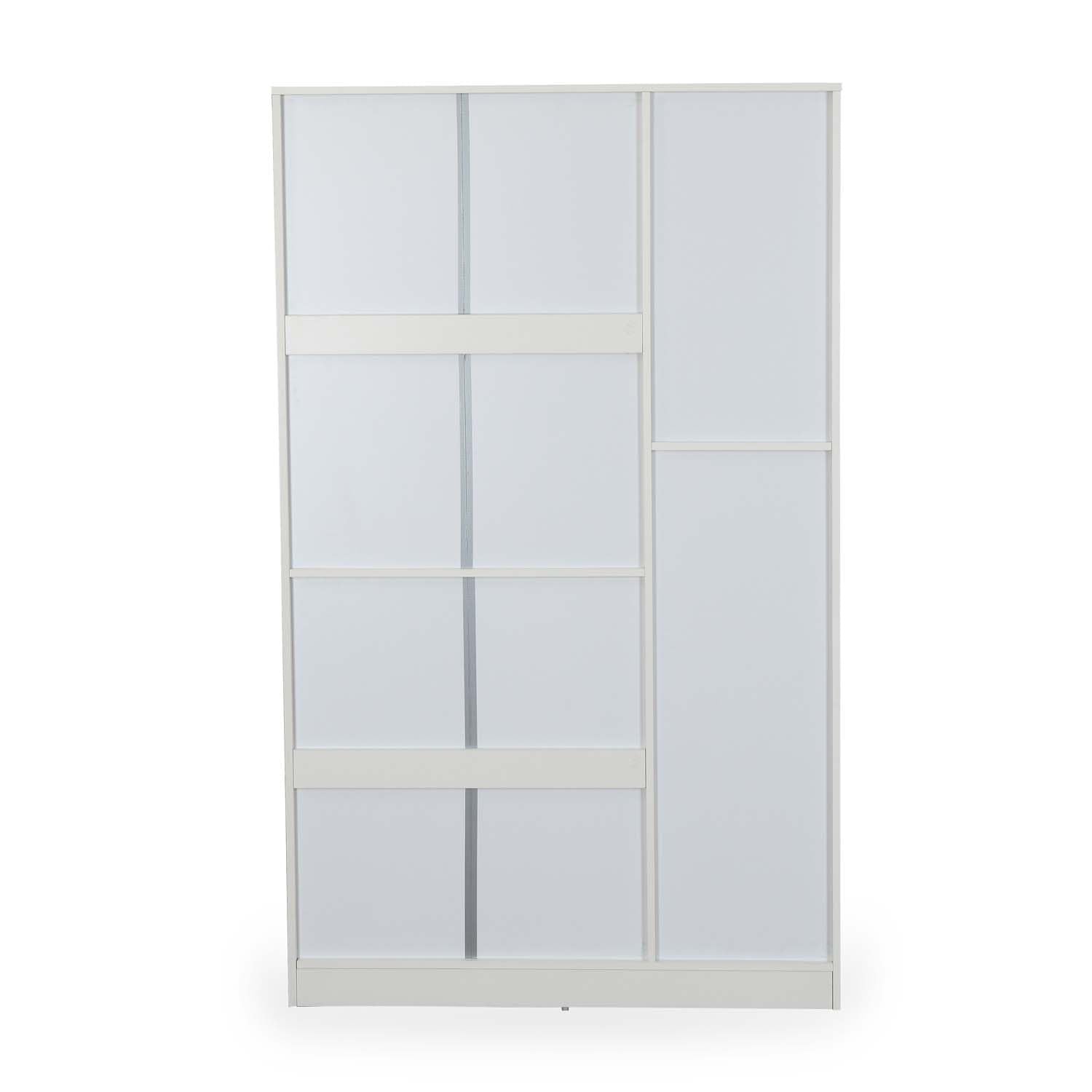 Nilkamal Joyce 3 Door Wooden Wardrobe for Bedroom | Almirah with 8 Shelves & 1 Hanging Rod | Clothes Cupboard | Engineered Wood | Frosty White