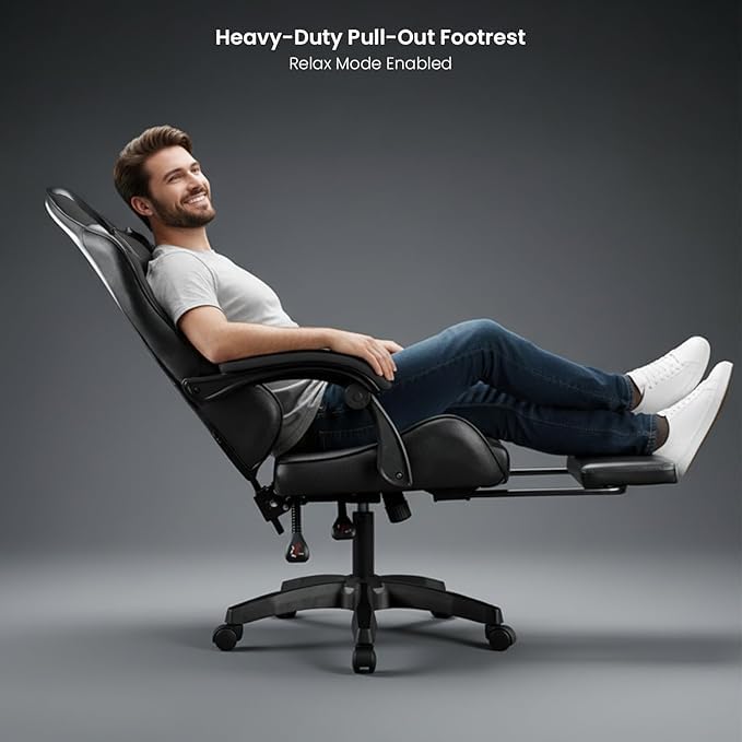 Warrior 2026 Edition Gaming & Office Ergonomic Chair | Vegan Leather | High Back 135° Recliner | Adjustable Height & Linkage Armrest | Lumbar Support | 360° Swivel | 3 Year Warranty, Black