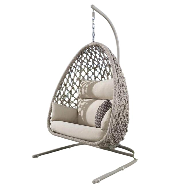 Outdoor Furniture Double Seater Swing (Grey Swing with White Cushion)