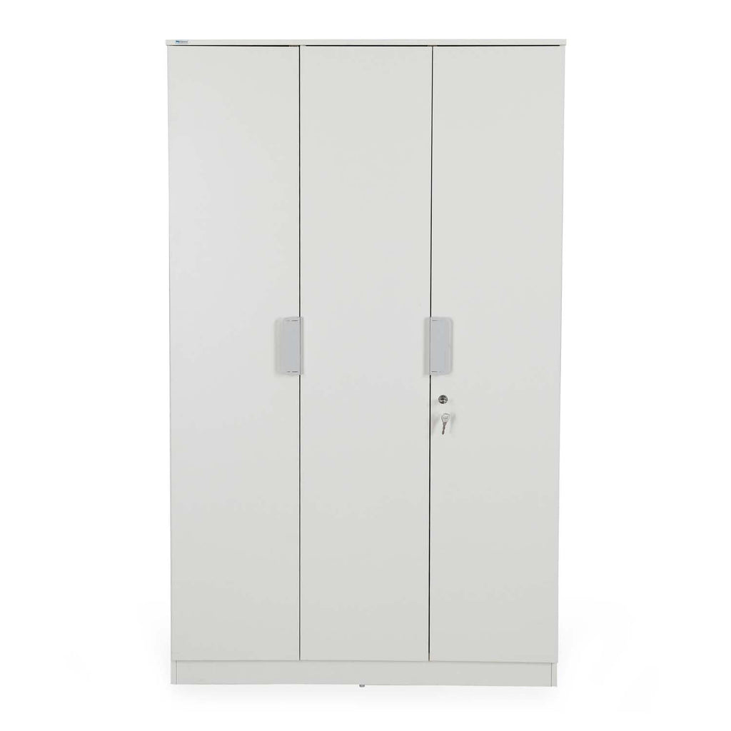 Nilkamal Joyce 3 Door Wooden Wardrobe for Bedroom | Almirah with 8 Shelves & 1 Hanging Rod | Clothes Cupboard | Engineered Wood | Frosty White