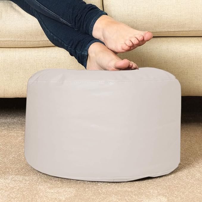 INSTER Combo of Bean Bag Cover with Footrest and Cushion Only (Without Filling) Faux Leather Bean Bag Chair Couch Cover Seat Lazy Sofa (4XL, Cream)