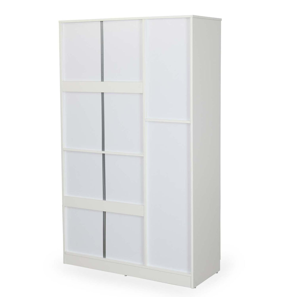Nilkamal Joyce 3 Door Wooden Wardrobe for Bedroom | Almirah with 8 Shelves & 1 Hanging Rod | Clothes Cupboard | Engineered Wood | Frosty White