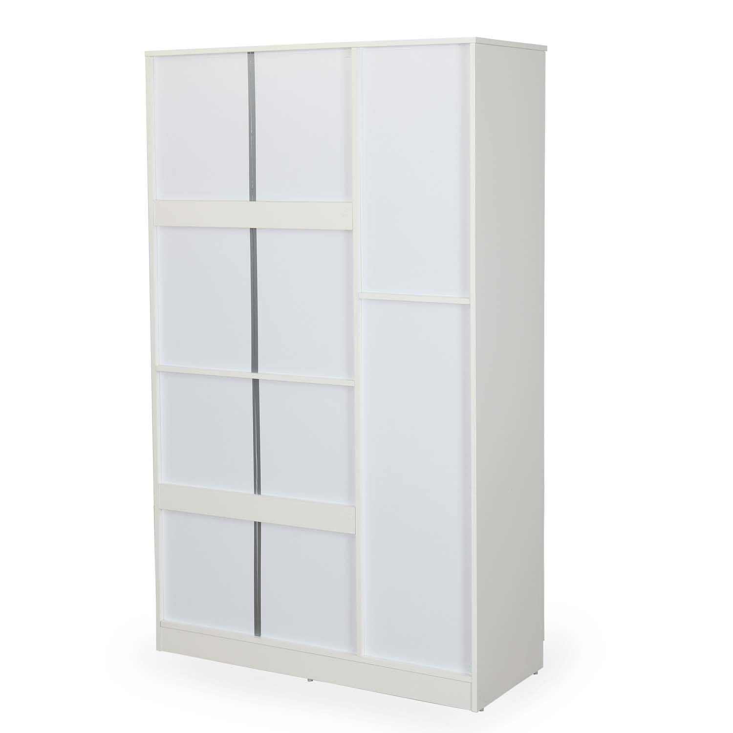 Nilkamal Joyce 3 Door Wooden Wardrobe for Bedroom | Almirah with 8 Shelves & 1 Hanging Rod | Clothes Cupboard | Engineered Wood | Frosty White