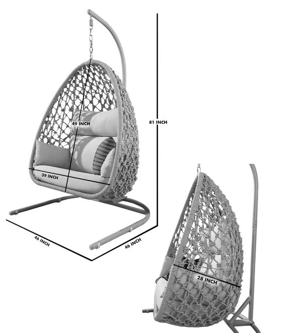 Outdoor Furniture Double Seater Swing (Grey Swing with White Cushion)