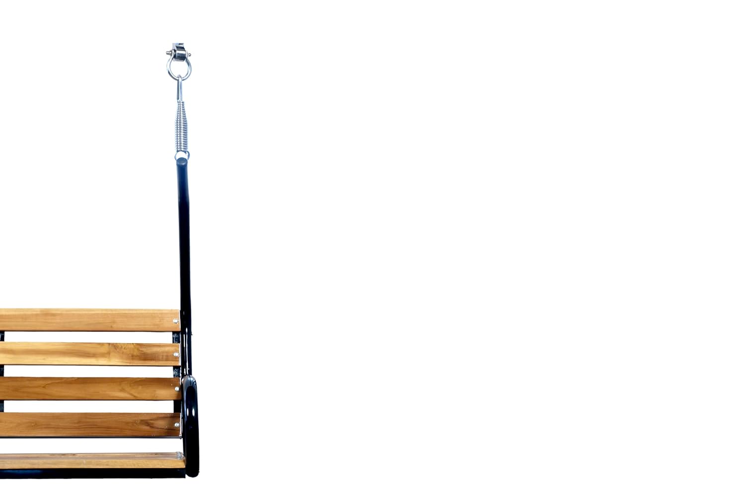 Vachheta Naresh 2-Seater Indoor & Outdoor Swing - Natural Wooden Polished (50kg) | Upper Pipe Swing Jhula for Home and Blacony with Sturdy Stand | Strong 300 Kg Capacity Heavy Metal Swing