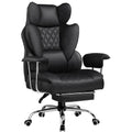 GTPLAYER Big and Tall Office Chair, High Back PU Leather Gaming Chair with Footrest, Executive Ergonomic Office Chair with Pocket Spring Lumbar Support and with Outward Fixed Soft Armrests (Black)