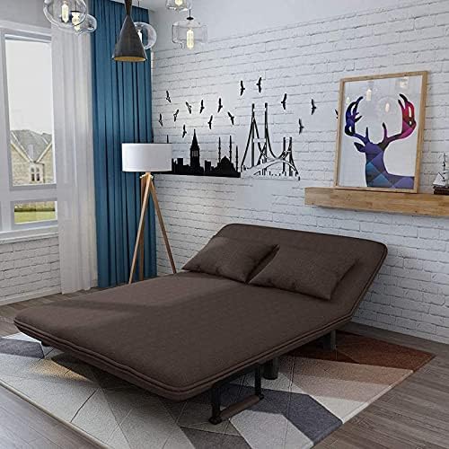 Royal Interiors 3 Seater Foldable Sofa with Cushion & Armrests, Convertible Tri-Fold Sofa Cum Bed Couch with 5-Position Adjustable Backrest, 3 in 1 Multi-Functional Sofa for Living Room (Coffee Brown)