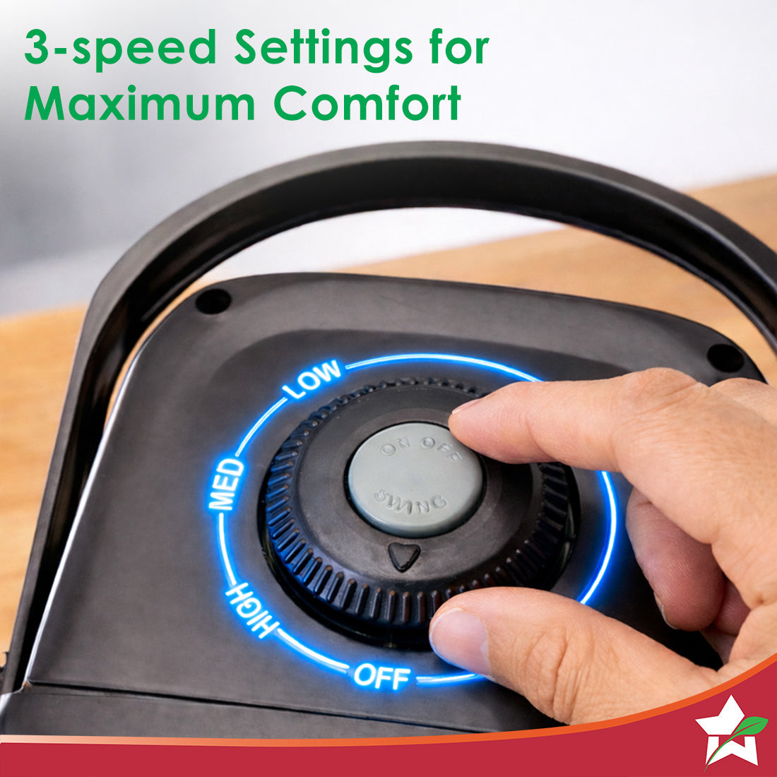 Tornado Portable Fan, For Home and Office Tabletop, 3 Speed Settings, 2kg Mini Portable Fan, Low Power Consumption, Child Safe, 1-Yr Warranty