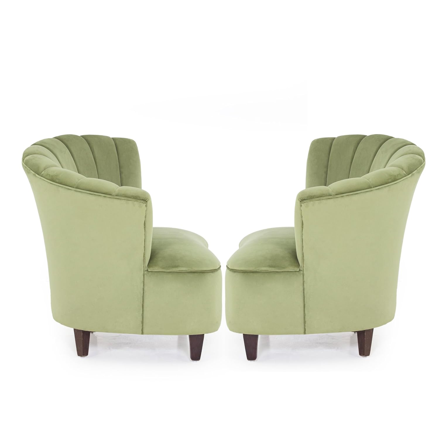Peachtree Butterfly 1 Seater Chair for Living Room, Mango Wooden Frame & Sheesham Wood Leg | Velvet Fabric Chair for Dining Room | Single Seater Chair | No Armstyle |1 Year Warrranty (Set of 2, Green)