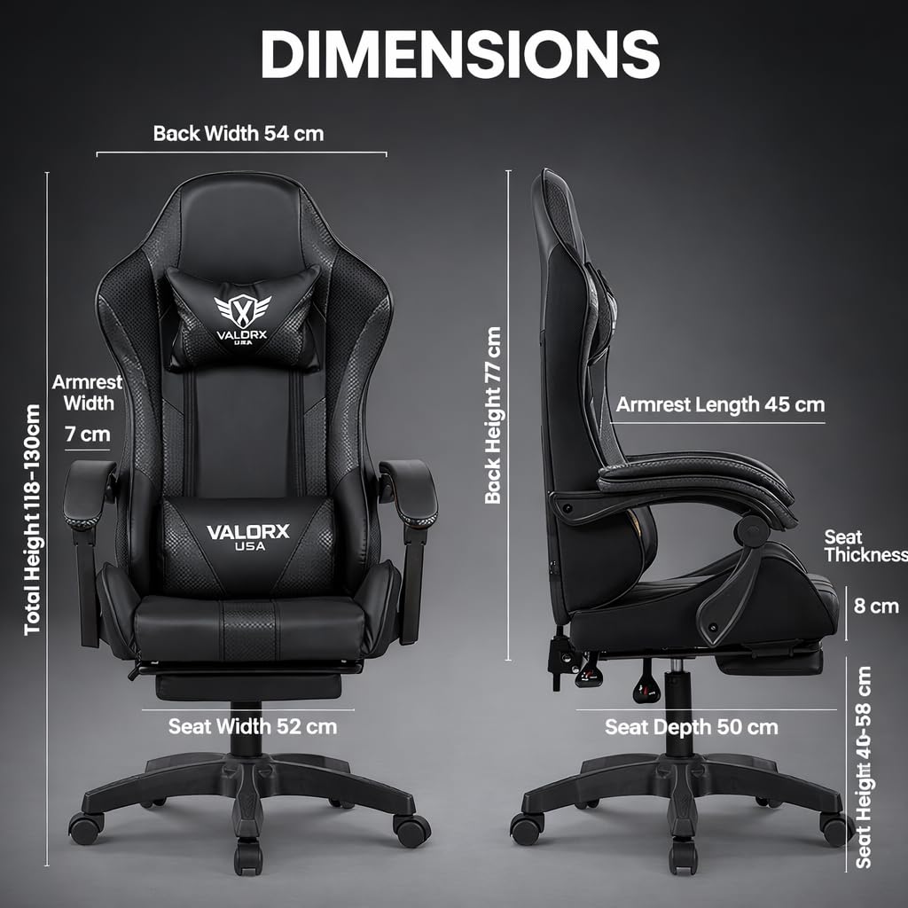 Warrior 2026 Edition Gaming & Office Ergonomic Chair | Vegan Leather | High Back 135° Recliner | Adjustable Height & Linkage Armrest | Lumbar Support | 360° Swivel | 3 Year Warranty, Black
