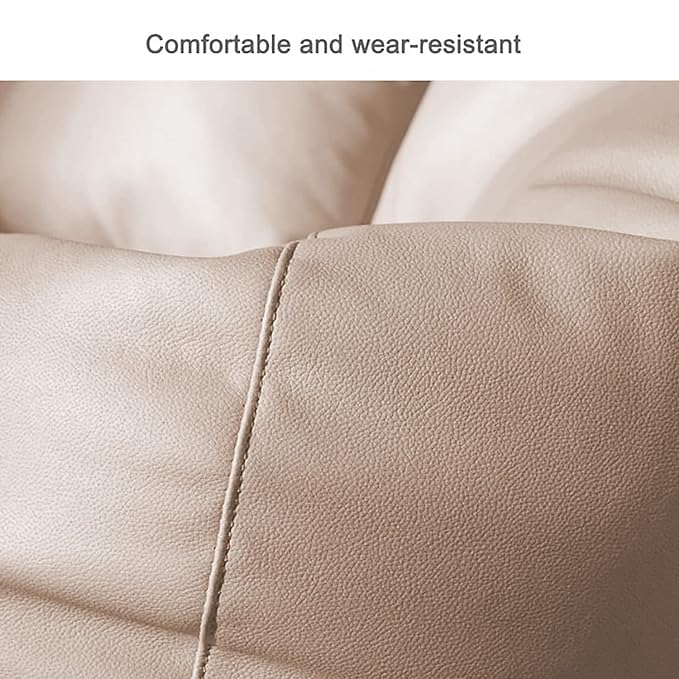 INSTER Combo of Bean Bag Cover with Footrest and Cushion Only (Without Filling) Faux Leather Bean Bag Chair Couch Cover Seat Lazy Sofa (4XL, Cream)
