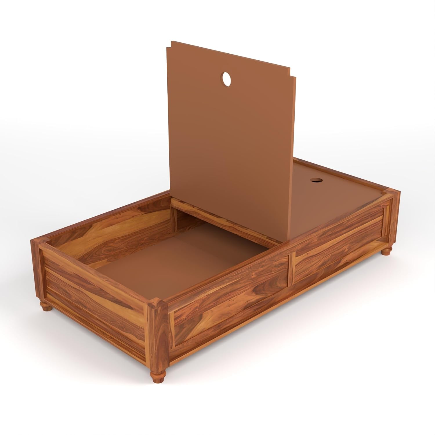 Wood Divana Cot for Home Hall || Diwan Cum Bed with Storage || 3 Seater Sofa Cum Couch || Divan Bed for Living Room || Without Pillow&Mattress (Natural)