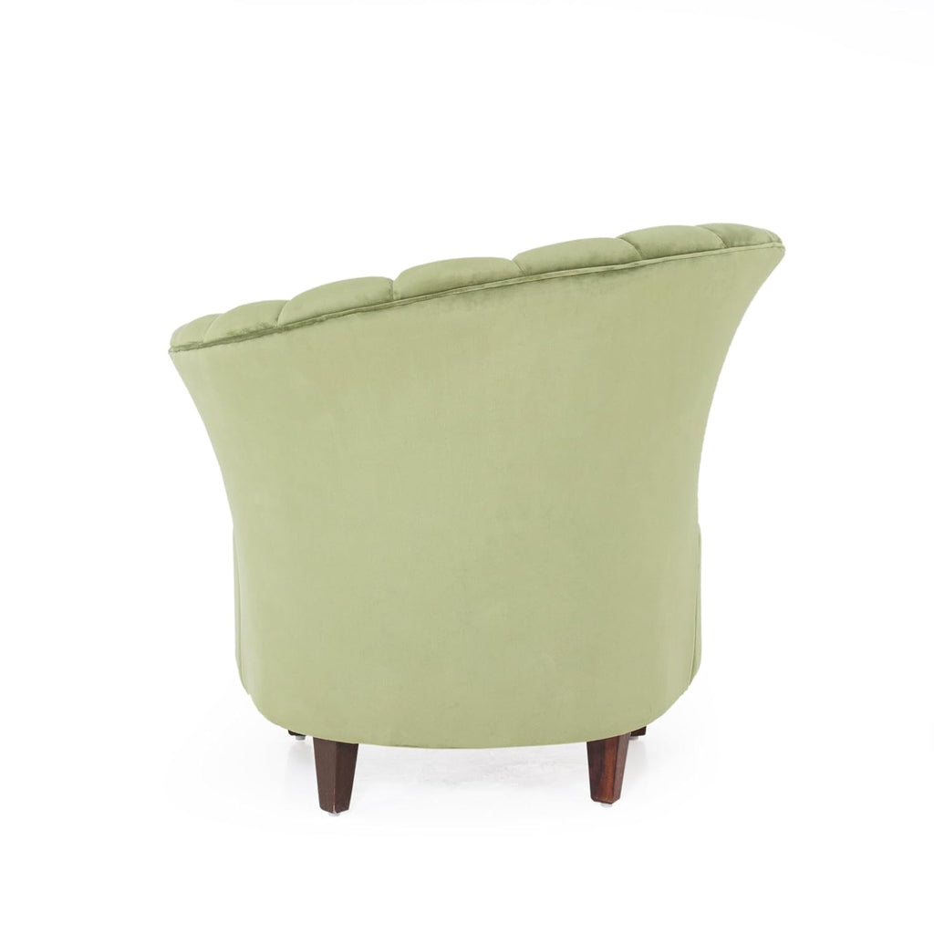 Peachtree Butterfly 1 Seater Chair for Living Room, Mango Wooden Frame & Sheesham Wood Leg | Velvet Fabric Chair for Dining Room | Single Seater Chair | No Armstyle |1 Year Warrranty (Set of 2, Green)