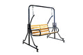 Vachheta Naresh 2-Seater Indoor & Outdoor Swing - Natural Wooden Polished (50kg) | Upper Pipe Swing Jhula for Home and Blacony with Sturdy Stand | Strong 300 Kg Capacity Heavy Metal Swing