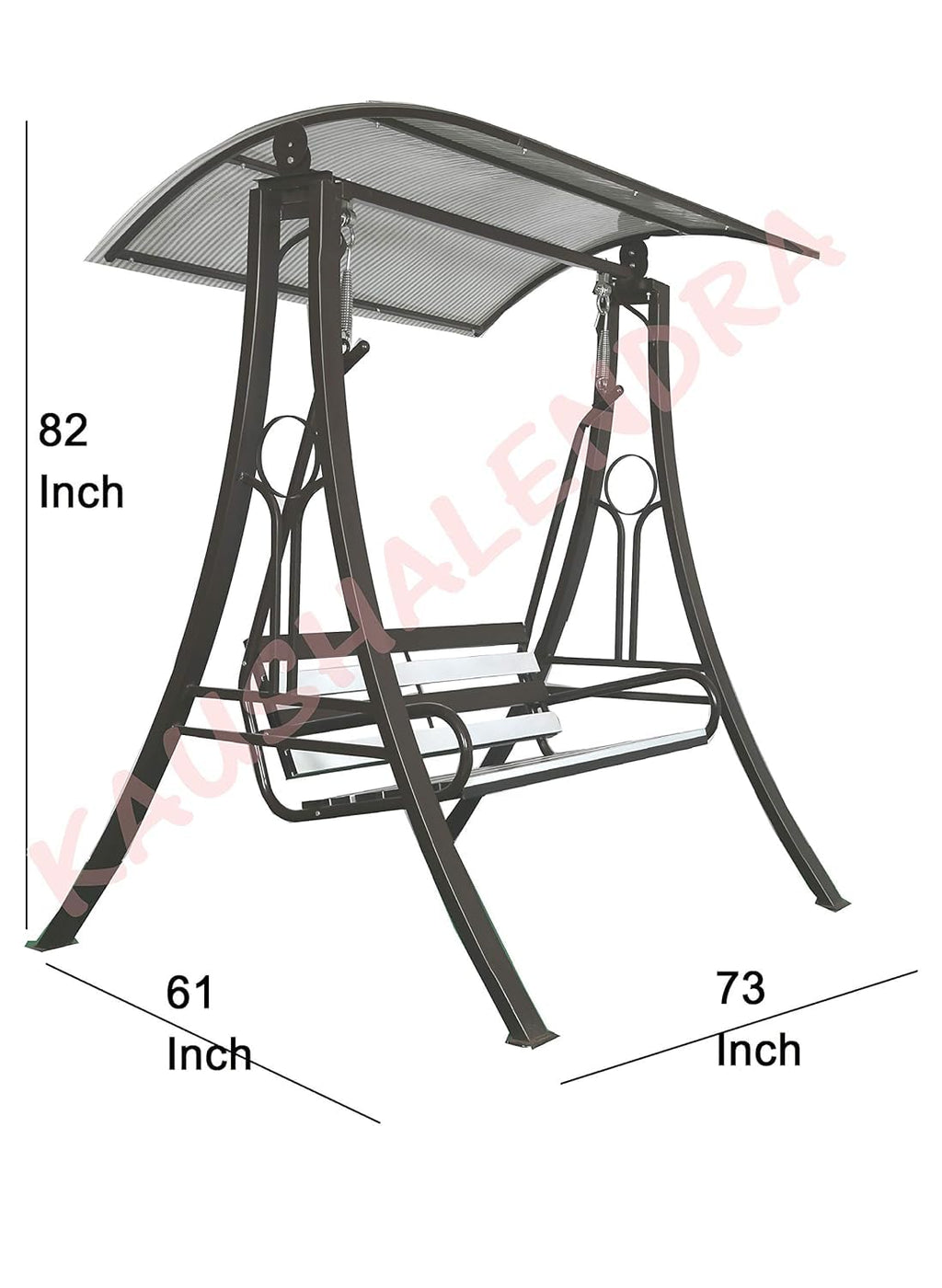Outdoor Swings Jhula with Roof Hammock Chair - 3 Seater, High-Strength Iron, 350 kg Capacity, Black