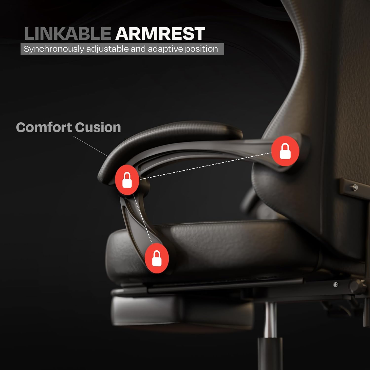 DROGO Aura Ergonomic Gaming Chair with Premium PU Leather Fabric, Linkage Armrest, Adjustable Neck & Lumbar Pillow | Computer Chair for Study | Office Chairs for Work from Home with Recline (Black)