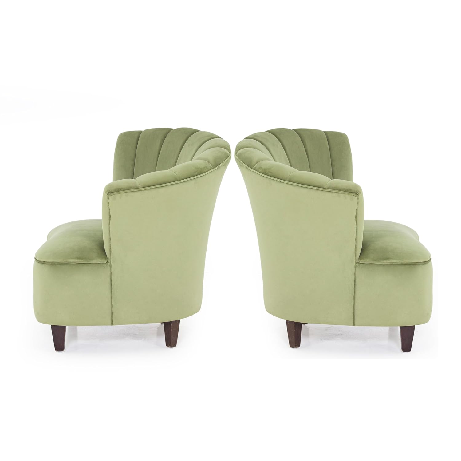 Peachtree Butterfly 1 Seater Chair for Living Room, Mango Wooden Frame & Sheesham Wood Leg | Velvet Fabric Chair for Dining Room | Single Seater Chair | No Armstyle |1 Year Warrranty (Set of 2, Green)