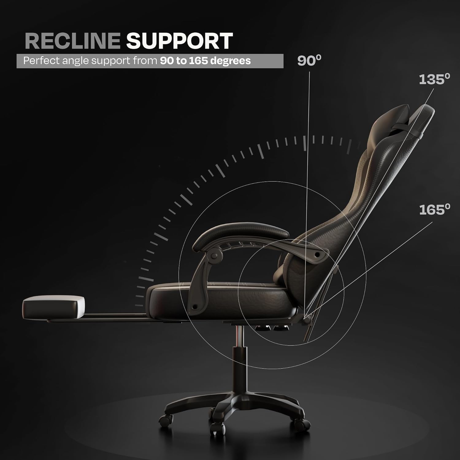 DROGO Aura Ergonomic Gaming Chair with Premium PU Leather Fabric, Linkage Armrest, Adjustable Neck & Lumbar Pillow | Computer Chair for Study | Office Chairs for Work from Home with Recline (Black)