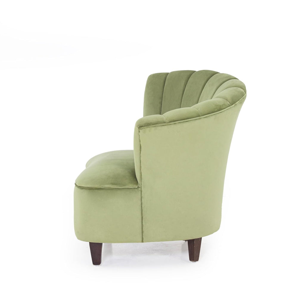Peachtree Butterfly 1 Seater Chair for Living Room, Mango Wooden Frame & Sheesham Wood Leg | Velvet Fabric Chair for Dining Room | Single Seater Chair | No Armstyle |1 Year Warrranty (Set of 2, Green)