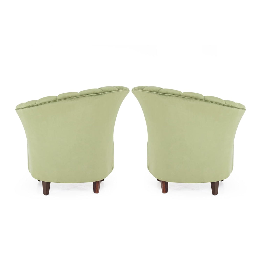 Peachtree Butterfly 1 Seater Chair for Living Room, Mango Wooden Frame & Sheesham Wood Leg | Velvet Fabric Chair for Dining Room | Single Seater Chair | No Armstyle |1 Year Warrranty (Set of 2, Green)