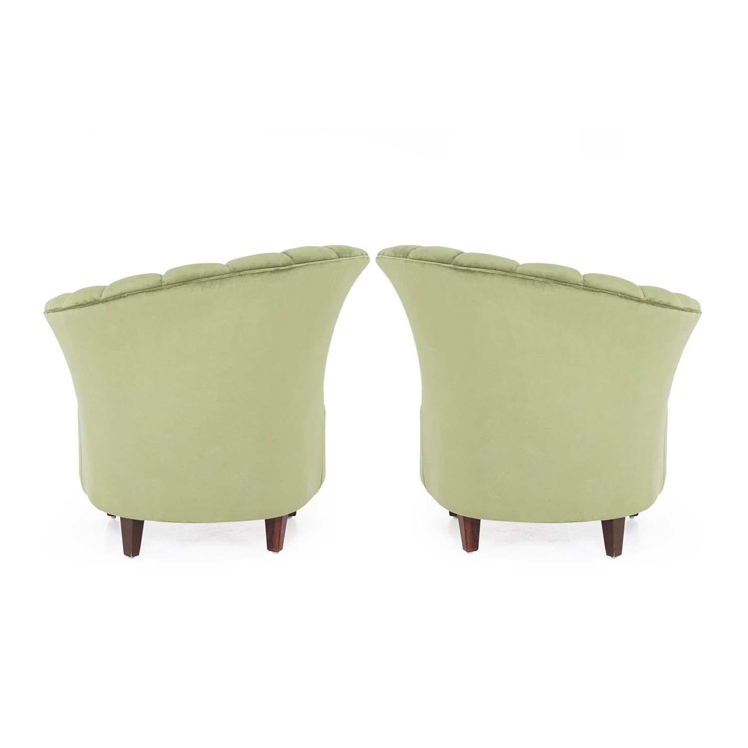 Peachtree Butterfly 1 Seater Chair for Living Room, Mango Wooden Frame & Sheesham Wood Leg | Velvet Fabric Chair for Dining Room | Single Seater Chair | No Armstyle |1 Year Warrranty (Set of 2, Green)
