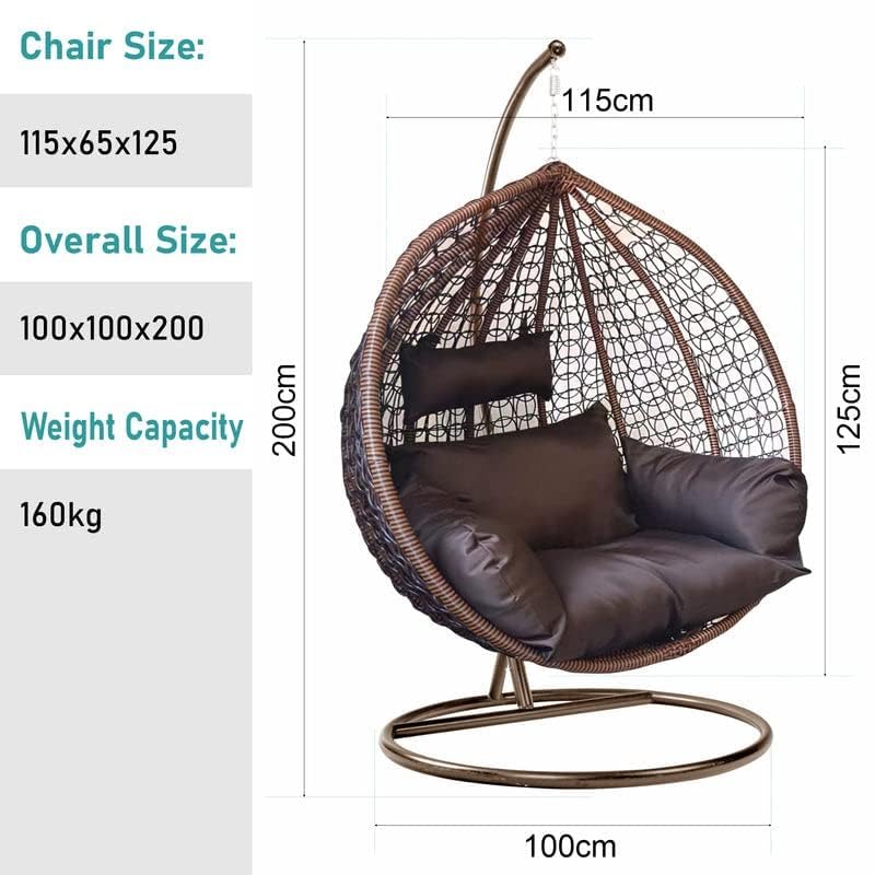 SpyderCraft Alisha Craft Single Seater Swing Chair with Stand & Cushion Outdoor Indoor Balcony Garden Patio,Powder Coated Frame,UV Protected Wicker,Premium Cushion, Metal