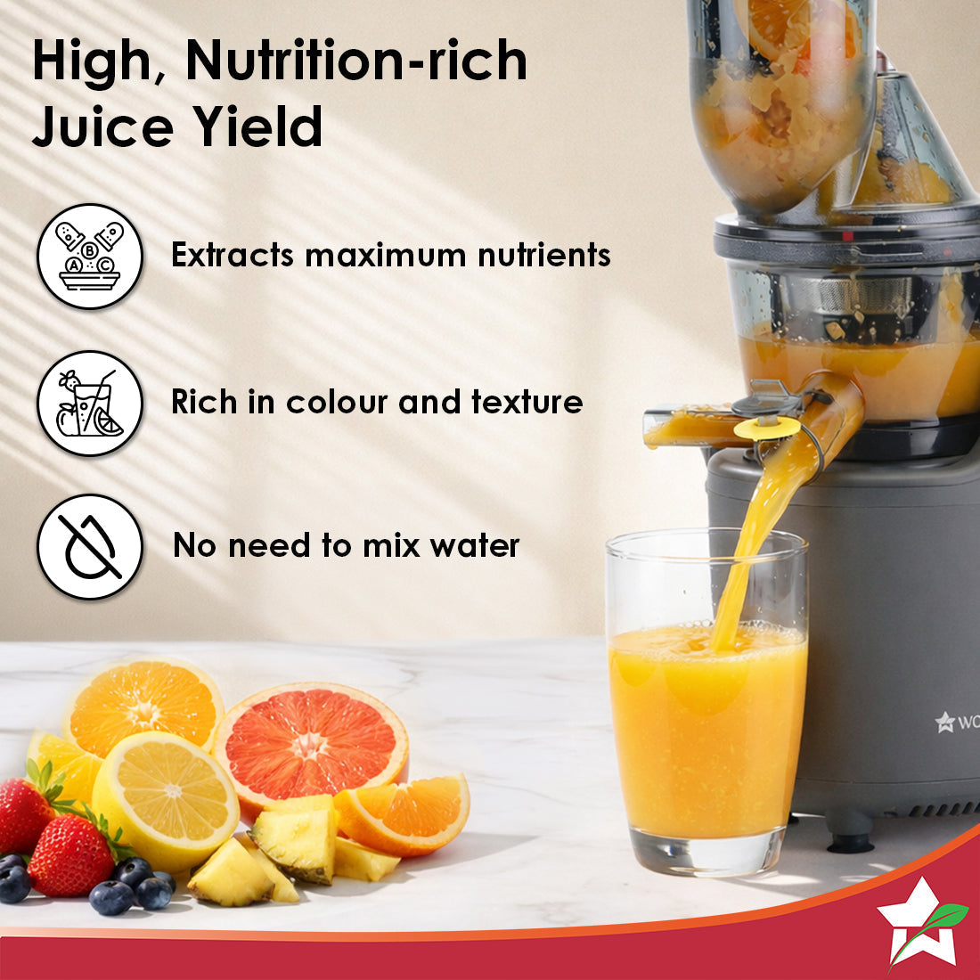 Regalia Full Fruit Cold Press Slow Juicer | 55 RPM Slow Juicer Retains Higher Nutrients | 240W powerful DC motor | Easy to Clean | 5-Year Motor Warranty