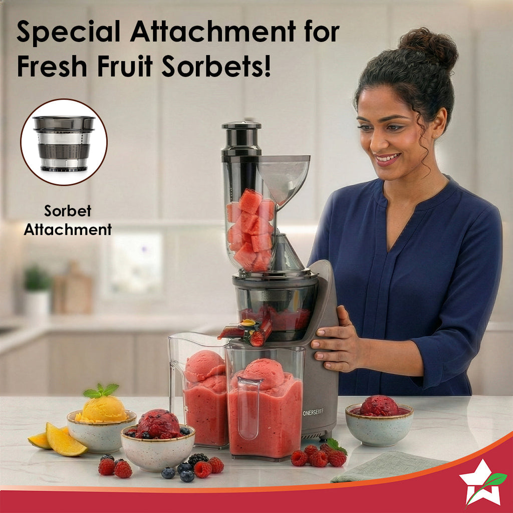 Regalia Full Fruit Cold Press Slow Juicer | 55 RPM Slow Juicer Retains Higher Nutrients | 240W powerful DC motor | Easy to Clean | 5-Year Motor Warranty