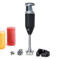 Prima Plus Electric 250W Hand Blender | Portable | Hot & Cold Blending | Food Grade SS Blades | 2 Speed Button | 3 Removable Blades for Blending, Whisking, Chopping | Make Puree, Baby Food, Soup, Smoothie | Wall Mount Holder | 2 Years Warranty | Black