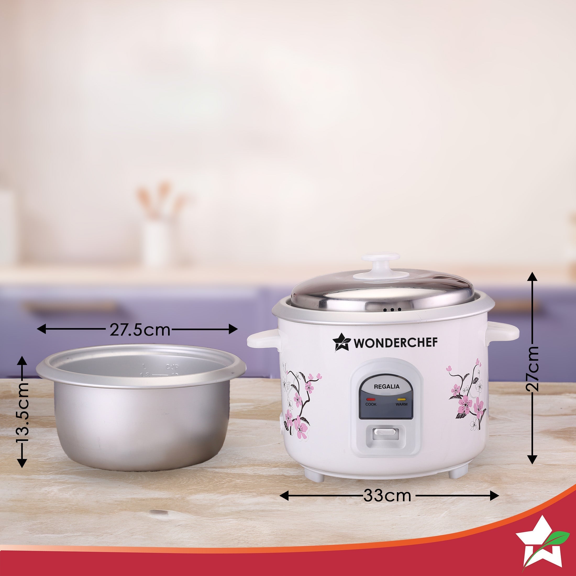 Regalia Electric Rice Cooker | 1.8 L, 700W | 2 Non-stick Bowls Serve 7-8 | Keep Warm Function | Uniform Cooking | Steam Veggies, Make Pulao, Khichdi, Momos | 2-Year Warranty