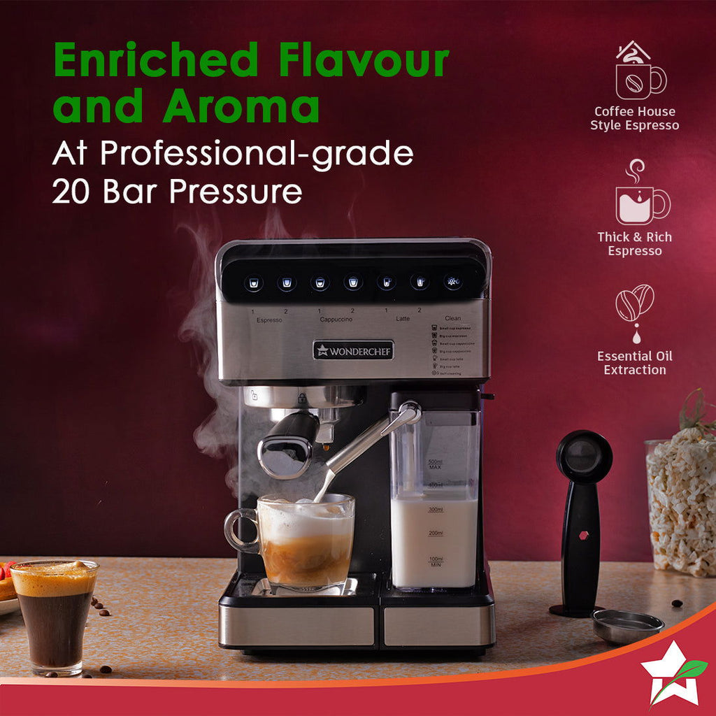 Regenta Automatic Coffee Maker | 20-bar Pressure | Automatic Milk Steamer | 2 Year Warranty