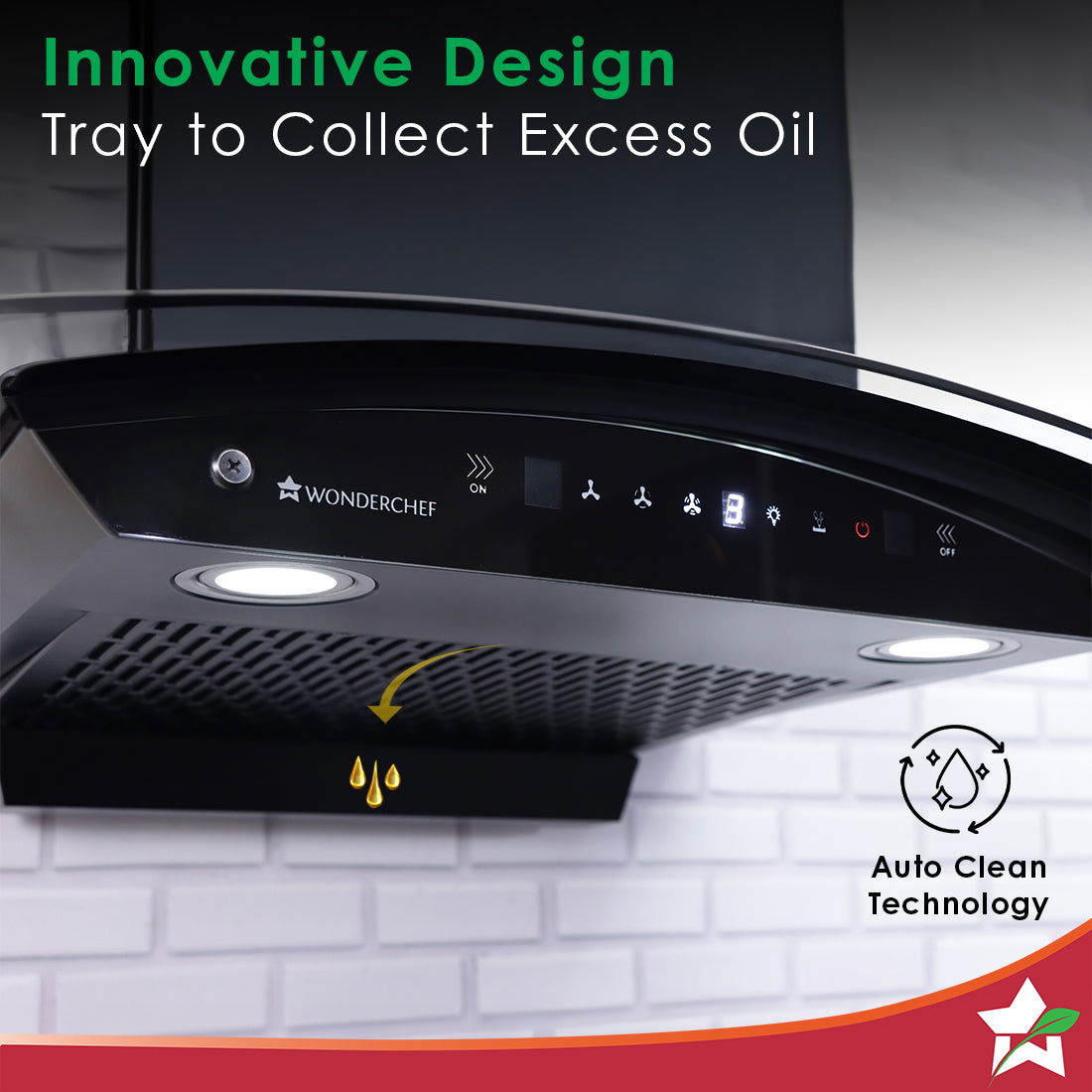Ultima C-Line| 90cm |1200 m3/hr| Auto Clean| Curved Glass Chimney | Baffle Filter | Powerful Suction | Touch Control|3 Speed Motion Sensor Technology| Low Noise| 7 Year Warranty | Black