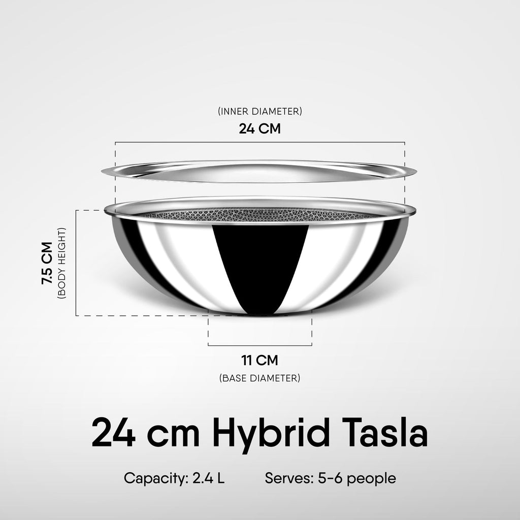 Engrave - Tasla Kadhai with Lid - Triply Artisan Hybrid Series