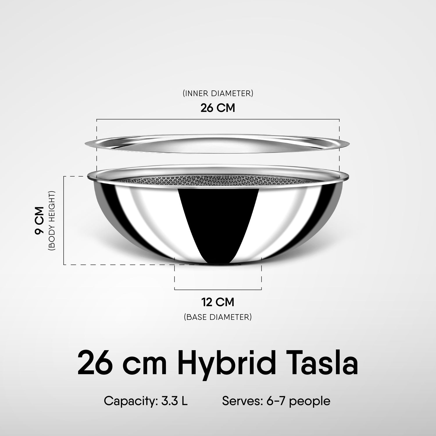 Engrave - Tasla Kadhai with Lid - Triply Artisan Hybrid Series