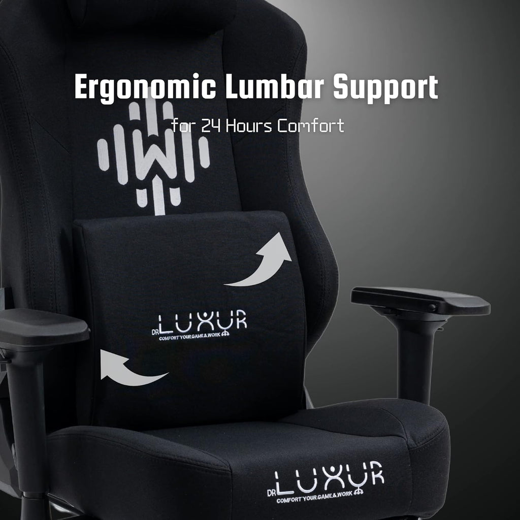 Dr Luxur® 2026 Edition Weavemonster Ergonomic Gaming Chair | Chair For Office Work | Honeycombed Fabric | Magnetic Neck Pillow | Portable Lumbar Pillow | Footrest | 4D Armrest with 180 Recline (Black)