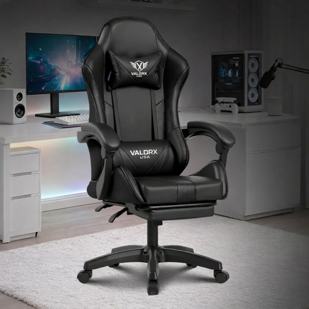 Warrior 2026 Edition Gaming & Office Ergonomic Chair | Vegan Leather | High Back 135° Recliner | Adjustable Height & Linkage Armrest | Lumbar Support | 360° Swivel | 3 Year Warranty, Black