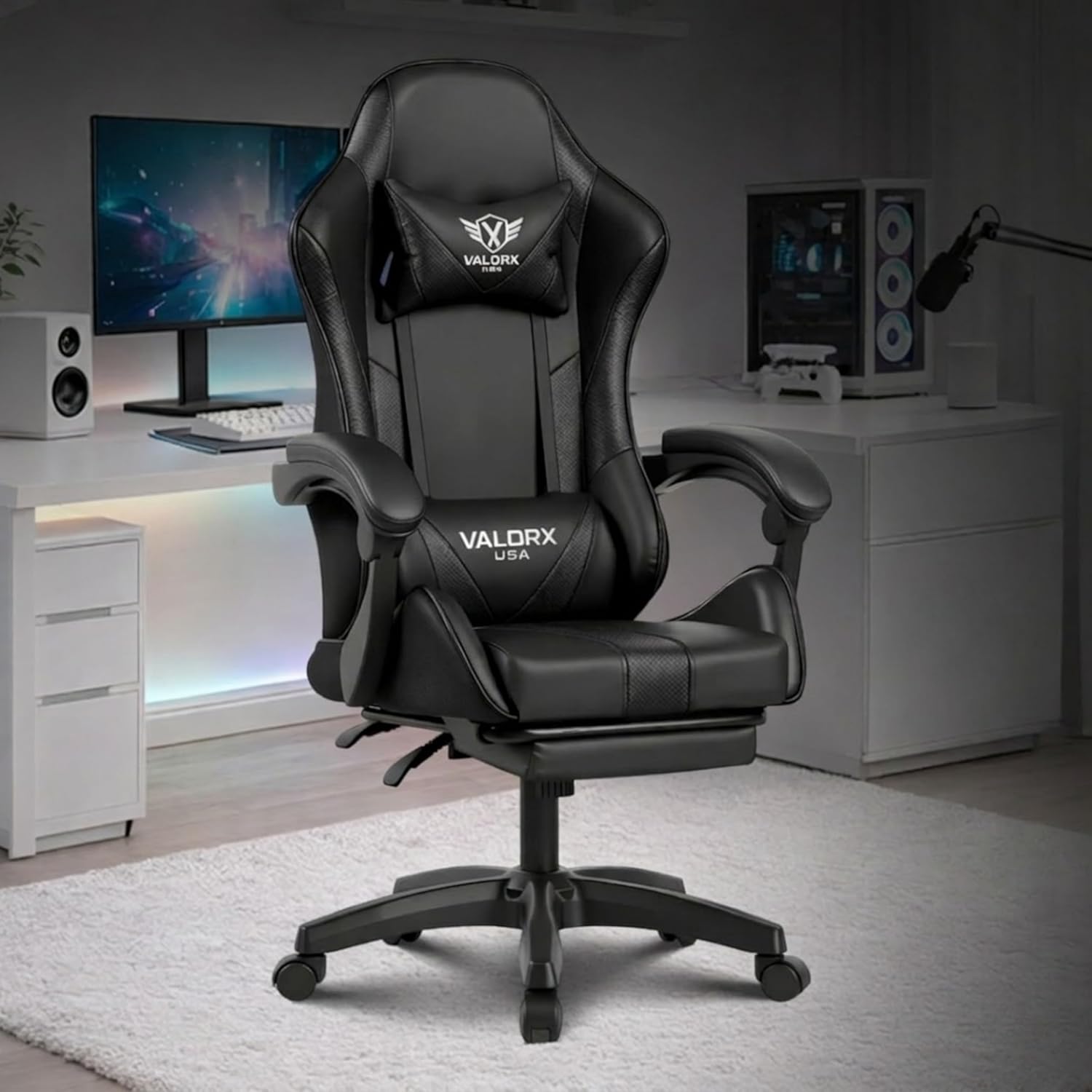Warrior 2026 Edition Gaming & Office Ergonomic Chair | Vegan Leather | High Back 135° Recliner | Adjustable Height & Linkage Armrest | Lumbar Support | 360° Swivel | 3 Year Warranty, Black