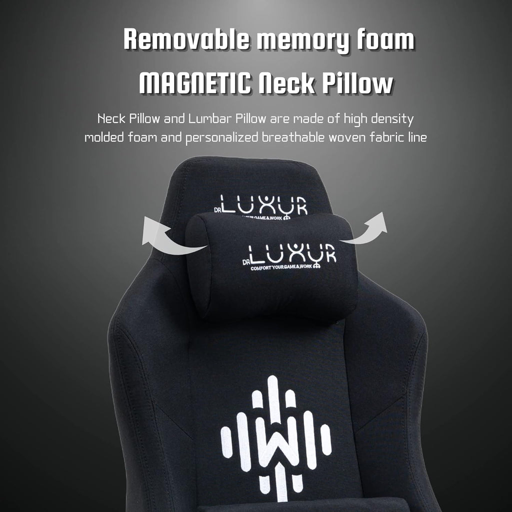 Dr Luxur® 2026 Edition Weavemonster Ergonomic Gaming Chair | Chair For Office Work | Honeycombed Fabric | Magnetic Neck Pillow | Portable Lumbar Pillow | Footrest | 4D Armrest with 180 Recline (Black)