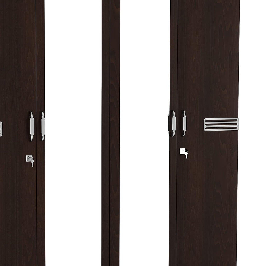 Nilkamal Riva 4 Door Wooden Wardrobe With Mirror for Bedroom | Almirah with 2 Hanging Rods, 6 Shelves, 2 Lockable Drawers | Clothes Cupboard | Engineered Wood | New Wenge