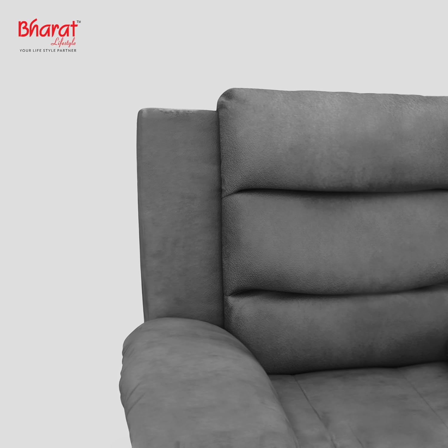 Bharat Lifestyle Austin Manual Recliner | 1 Seater Chair Sofa | Single Sofa Recliner| 3 Comfort Position | Wooden Frame | Suede Fabric | 1 Seater Recliner for Living Room Bedroom,1 Year Warranty, Grey