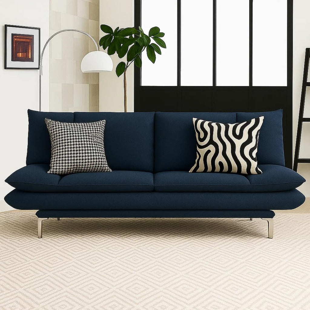 CASASTYLE Brio Fabric 3 Seater Sofa Cum Bed Set (Blue)
