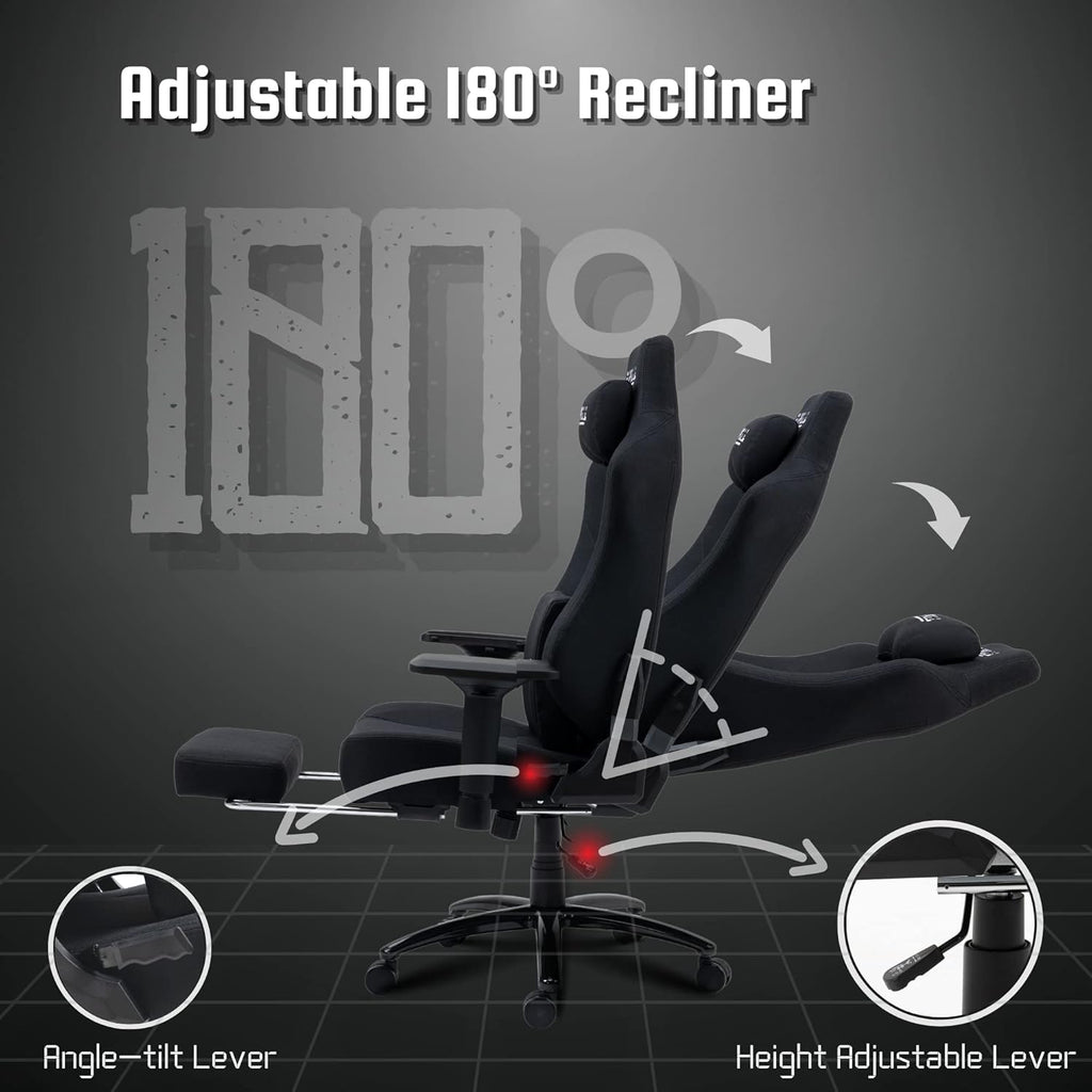 Dr Luxur® 2026 Edition Weavemonster Ergonomic Gaming Chair | Chair For Office Work | Honeycombed Fabric | Magnetic Neck Pillow | Portable Lumbar Pillow | Footrest | 4D Armrest with 180 Recline (Black)