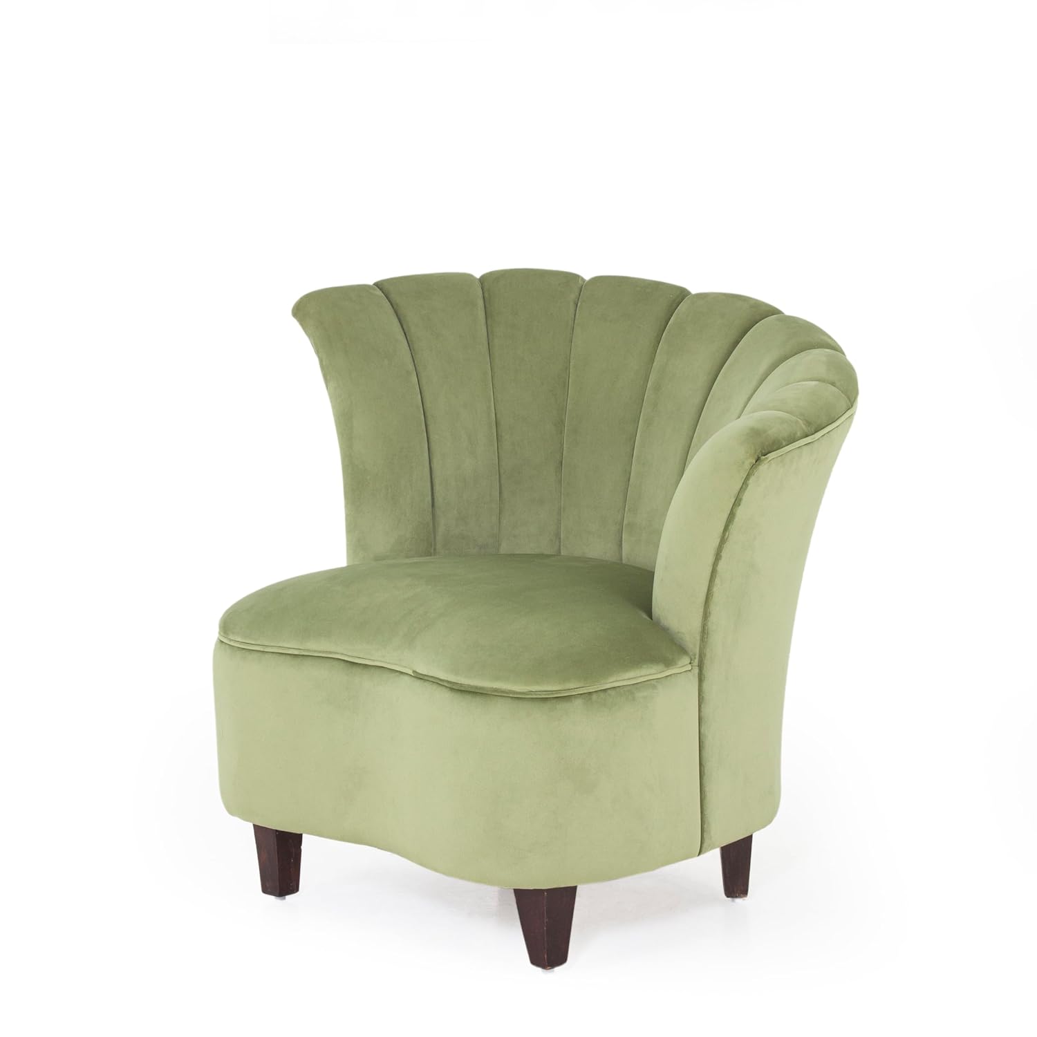 Peachtree Butterfly 1 Seater Chair for Living Room, Mango Wooden Frame & Sheesham Wood Leg | Velvet Fabric Chair for Dining Room | Single Seater Chair | No Armstyle |1 Year Warrranty (Set of 2, Green)