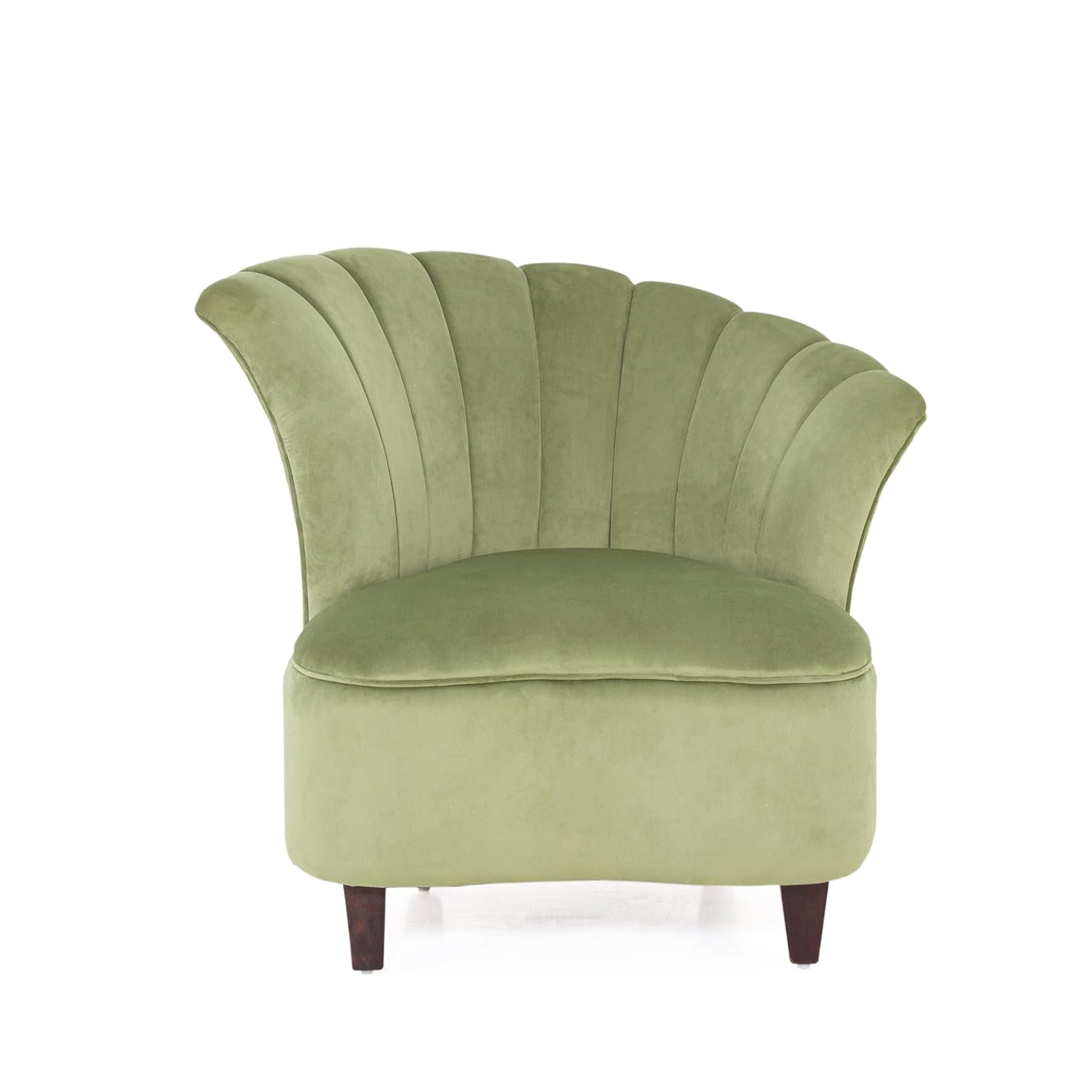 Peachtree Butterfly 1 Seater Chair for Living Room, Mango Wooden Frame & Sheesham Wood Leg | Velvet Fabric Chair for Dining Room | Single Seater Chair | No Armstyle |1 Year Warrranty (Set of 2, Green)
